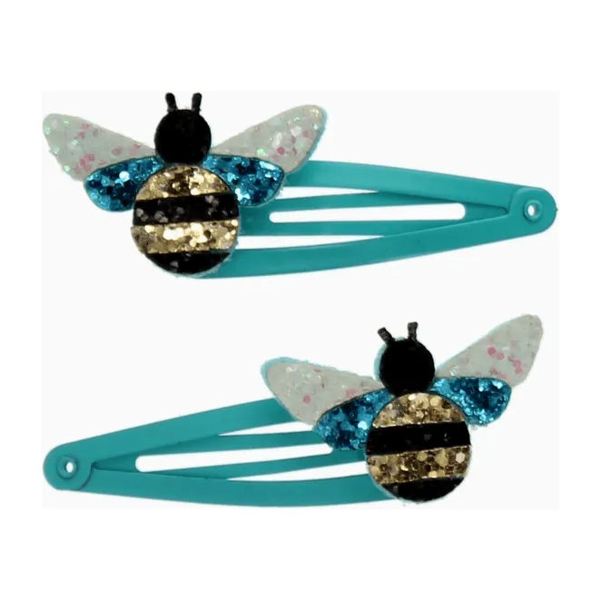 Rex London Children's- Bumblebee Glitter Hair Clips (Set of 2)