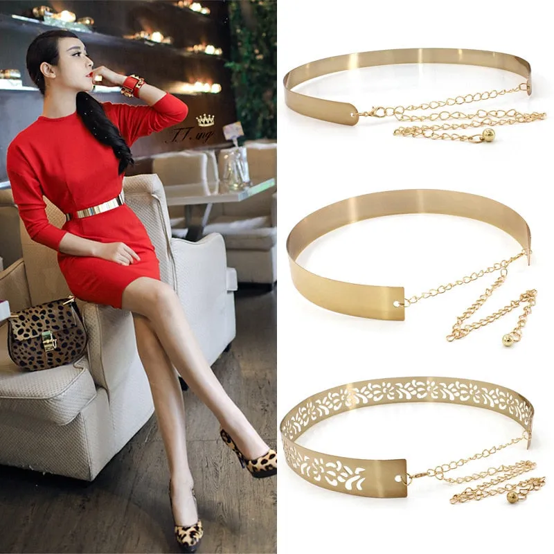 Sequin Embellished Gold Dress Chain Belts