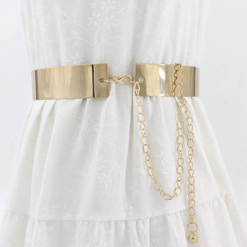 Sequin Embellished Gold Dress Chain Belts