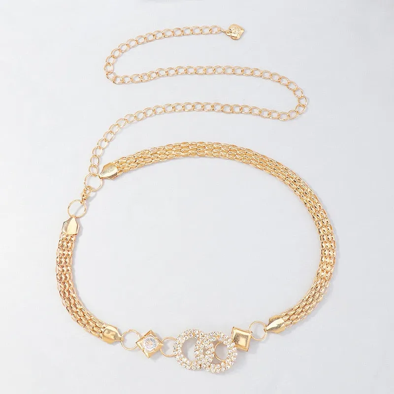 Sequin Embellished Gold Dress Chain Belts