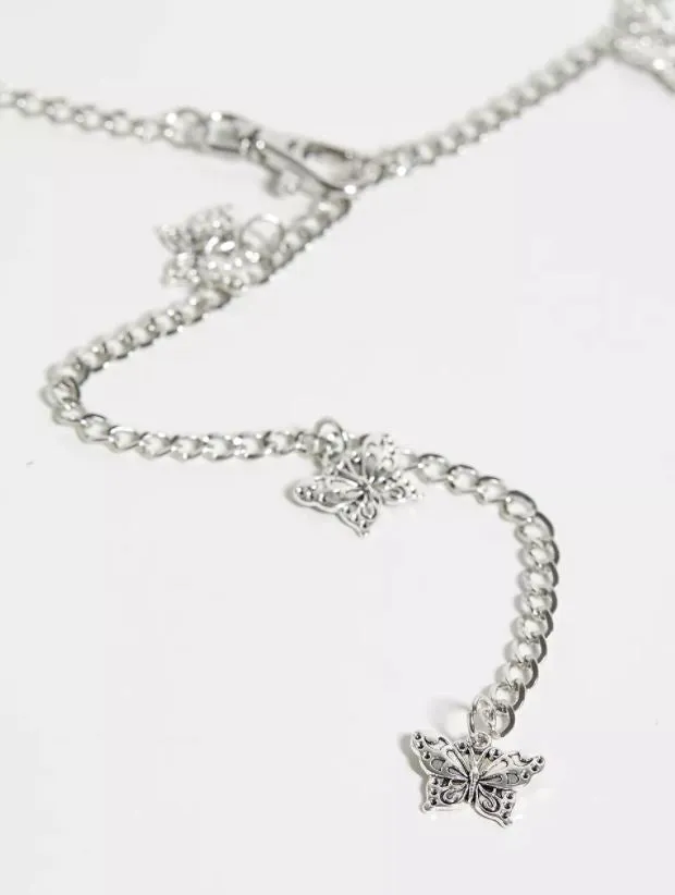 Silver Chain Belt with Butterfly Charms