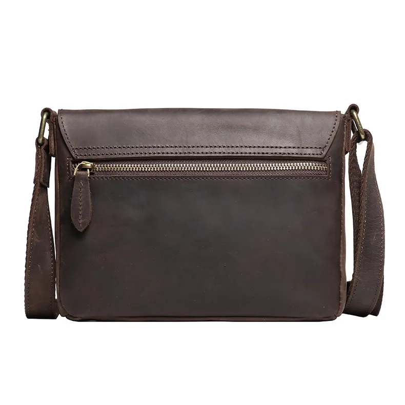 Small Crazy Horse Leather Messenger Bag