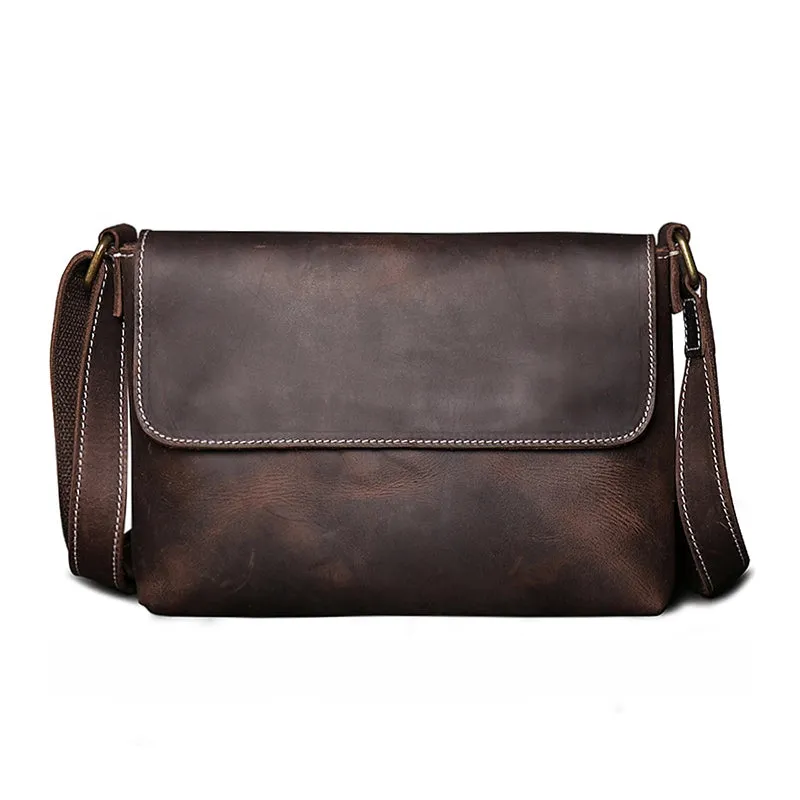 Small Crazy Horse Leather Messenger Bag