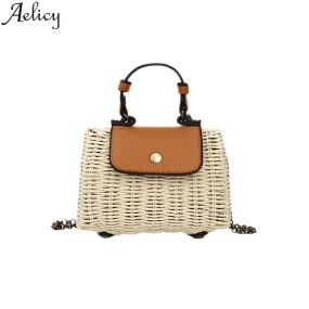 Summer Women Wild Hand Woven Chain Bag Beach Handbag