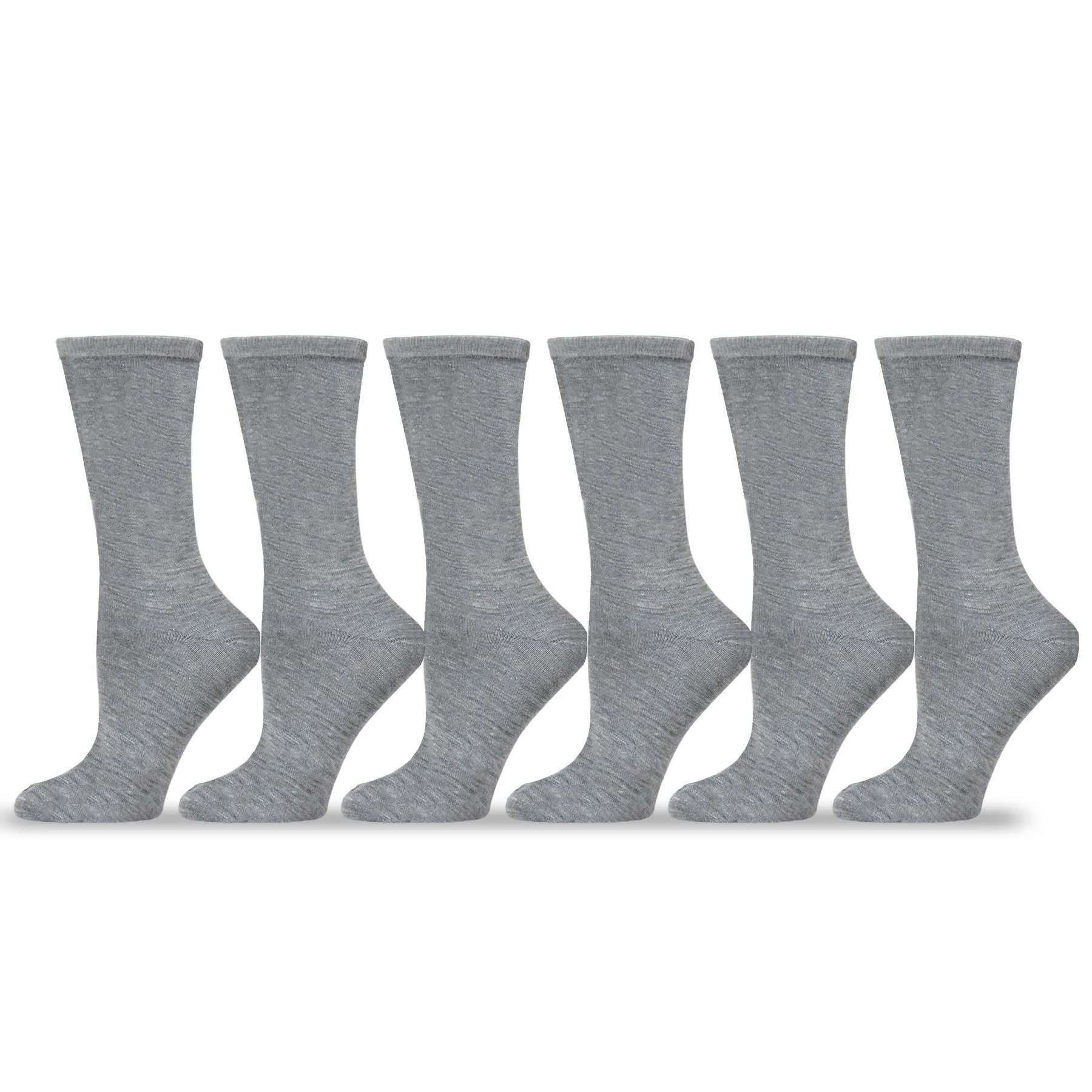 TeeHee Socks Women's Casual Polyester Crew Black/Grey 12-Pack (12240)