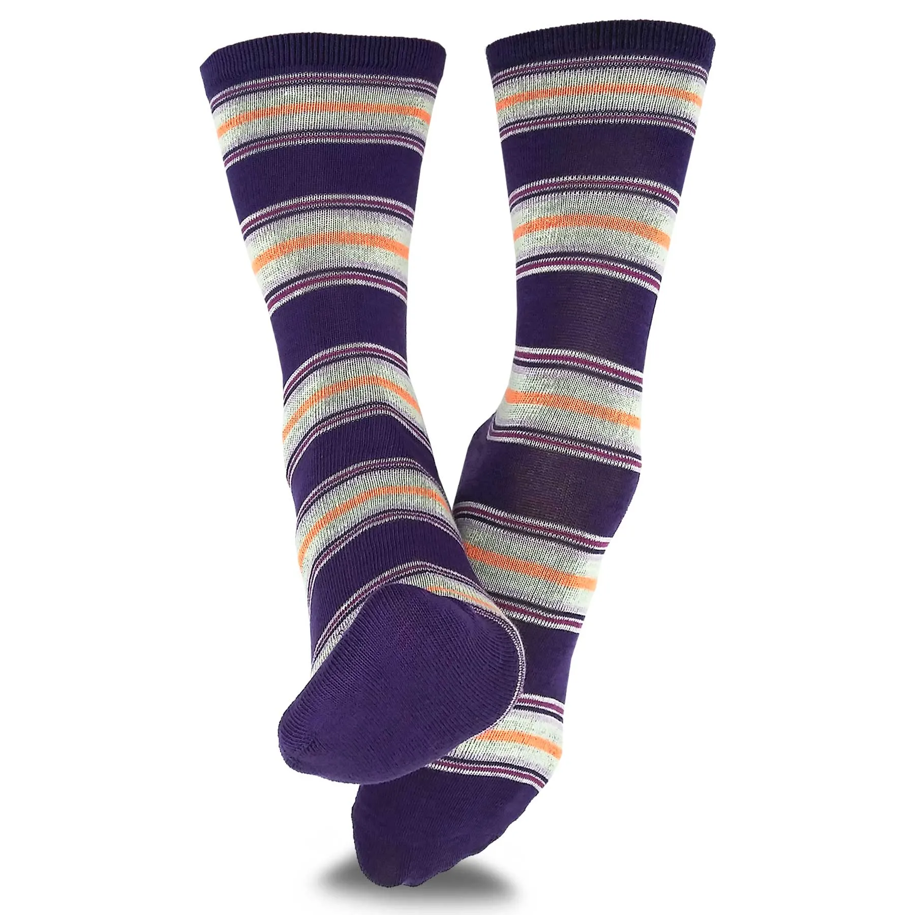 TeeHee Socks Women's Casual Polyester Crew Multi Stripe 6-Pack (11631)