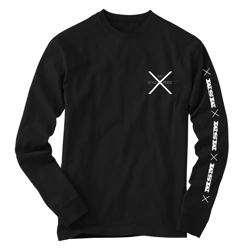 THE MYSTYLEMODE MENSWEAR BLACK MSM LOGO LONG SLEEVE TEE