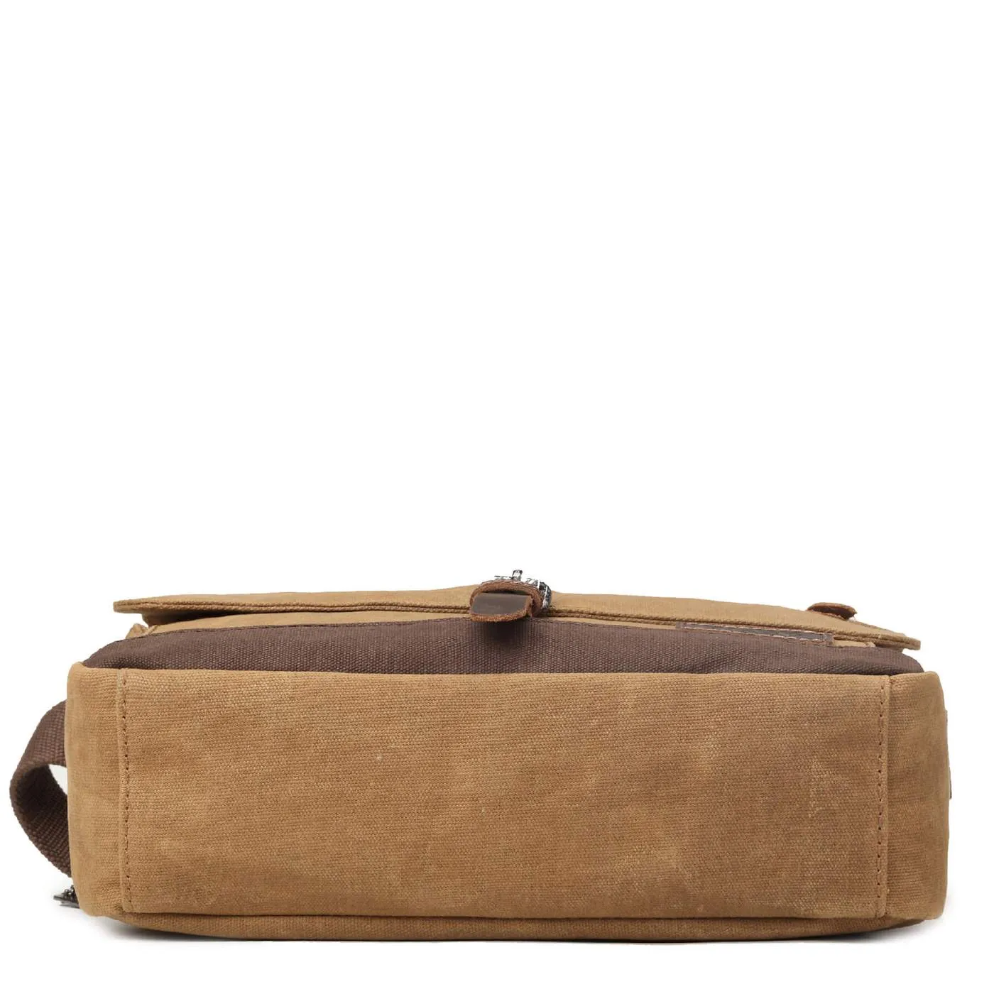 Troop London Canvas Leather Camel Messenger Bag