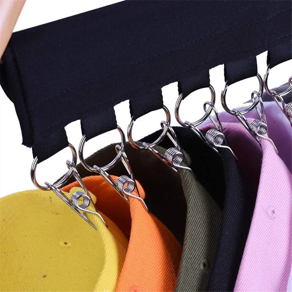 US 1-2 Pcs Hat Organizer Baseball Cap Storage Stainless Steel Clip Holder Hanger