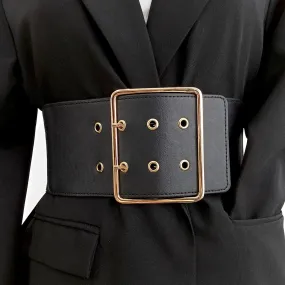 VAIGE Luxe Black Wide Vegan Leather Corset Belt