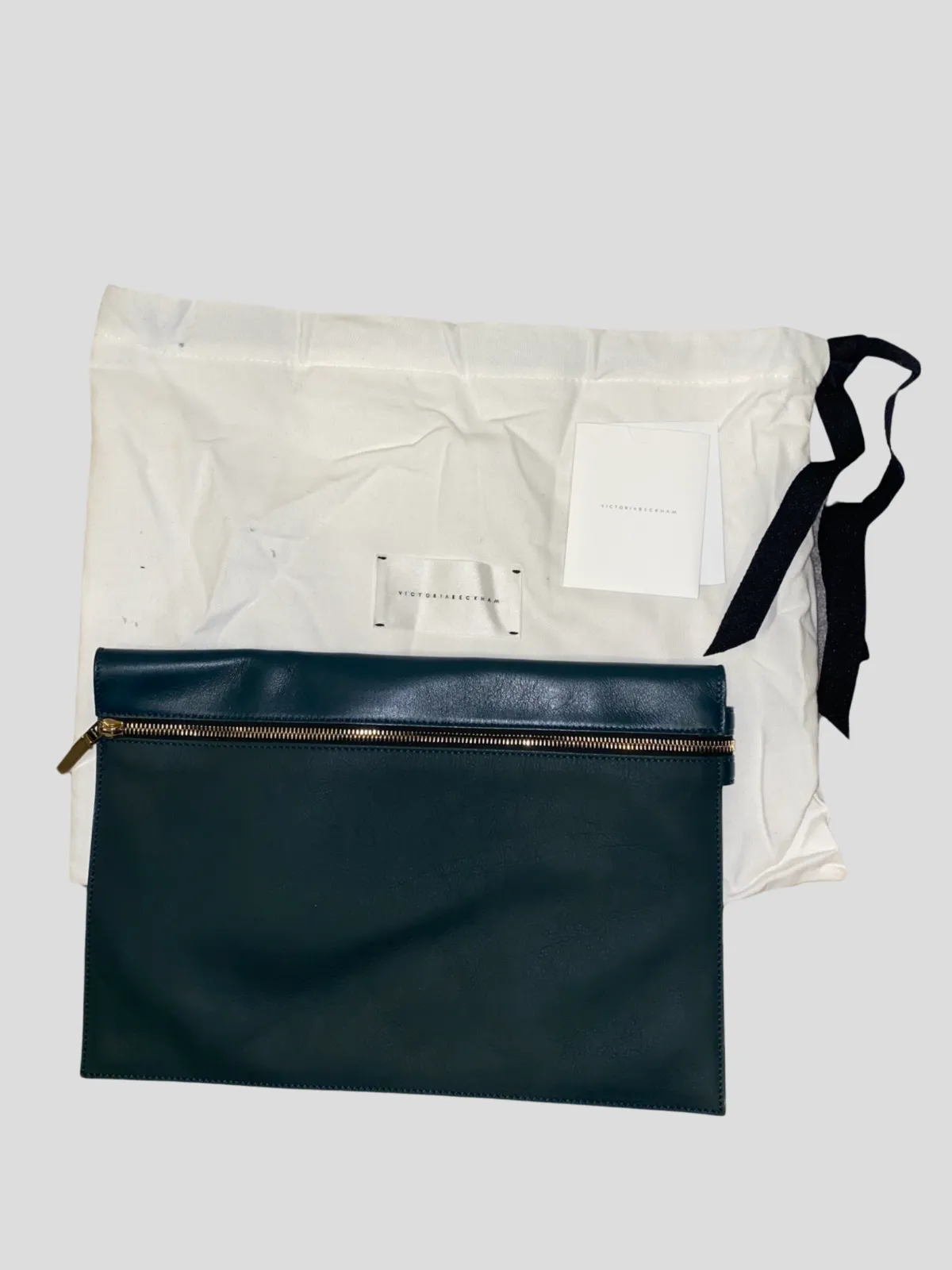 Victoria Beckham leather navy clutch