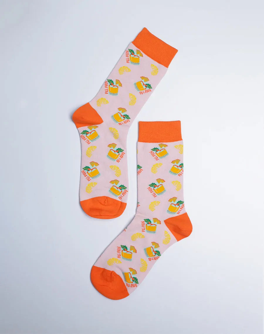 Women's Hawaiian Mai Tai Pineapple Crew Sock