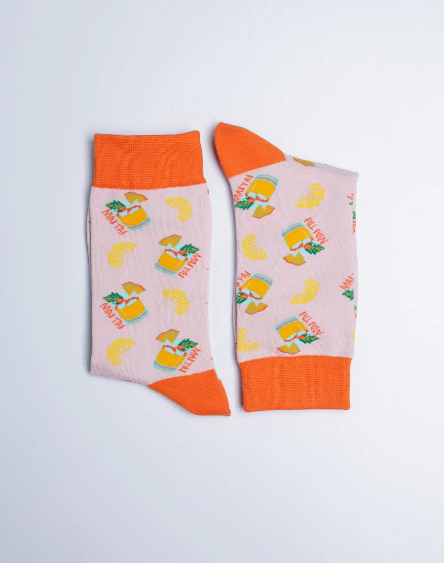 Women's Hawaiian Mai Tai Pineapple Crew Sock