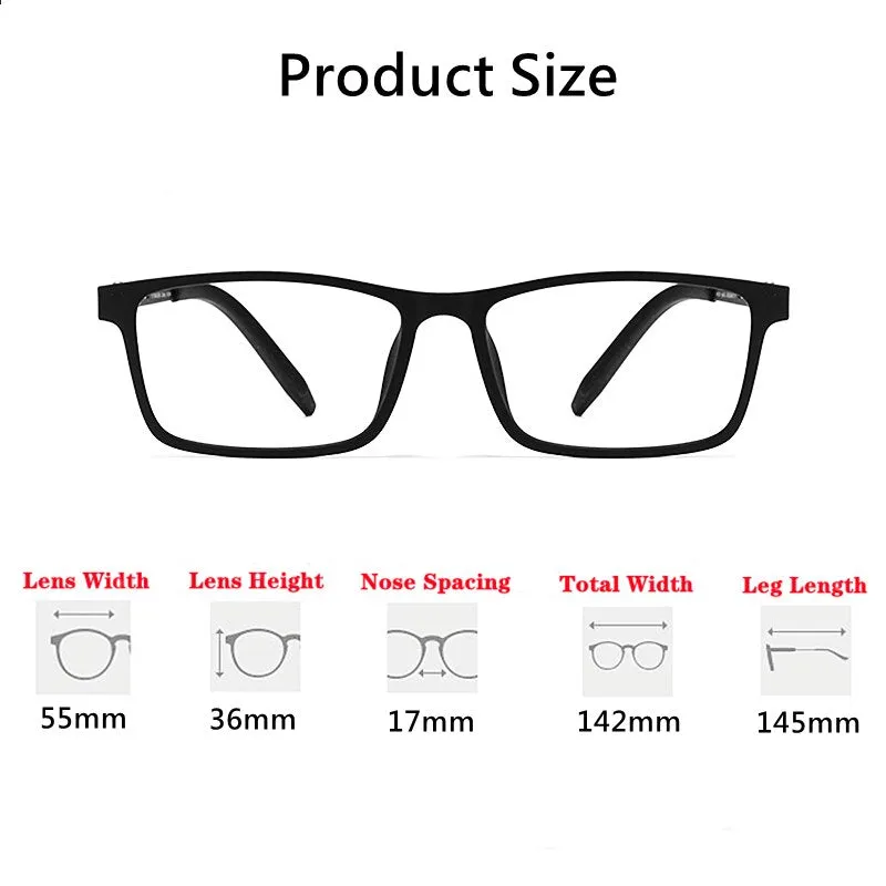 Yimaruili Men's Full Rim Square Tr 90 Titanium Photochromic Reading Glasses Y8822