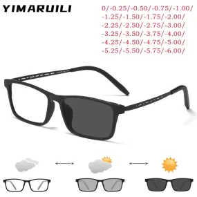 Yimaruili Men's Full Rim Square Tr 90 Titanium Photochromic Reading Glasses Y8822