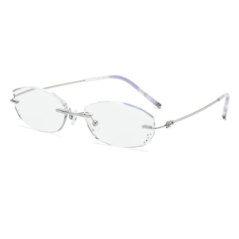 Zirosat Square 8587 Women's Rimless Titanium Reading Glasses